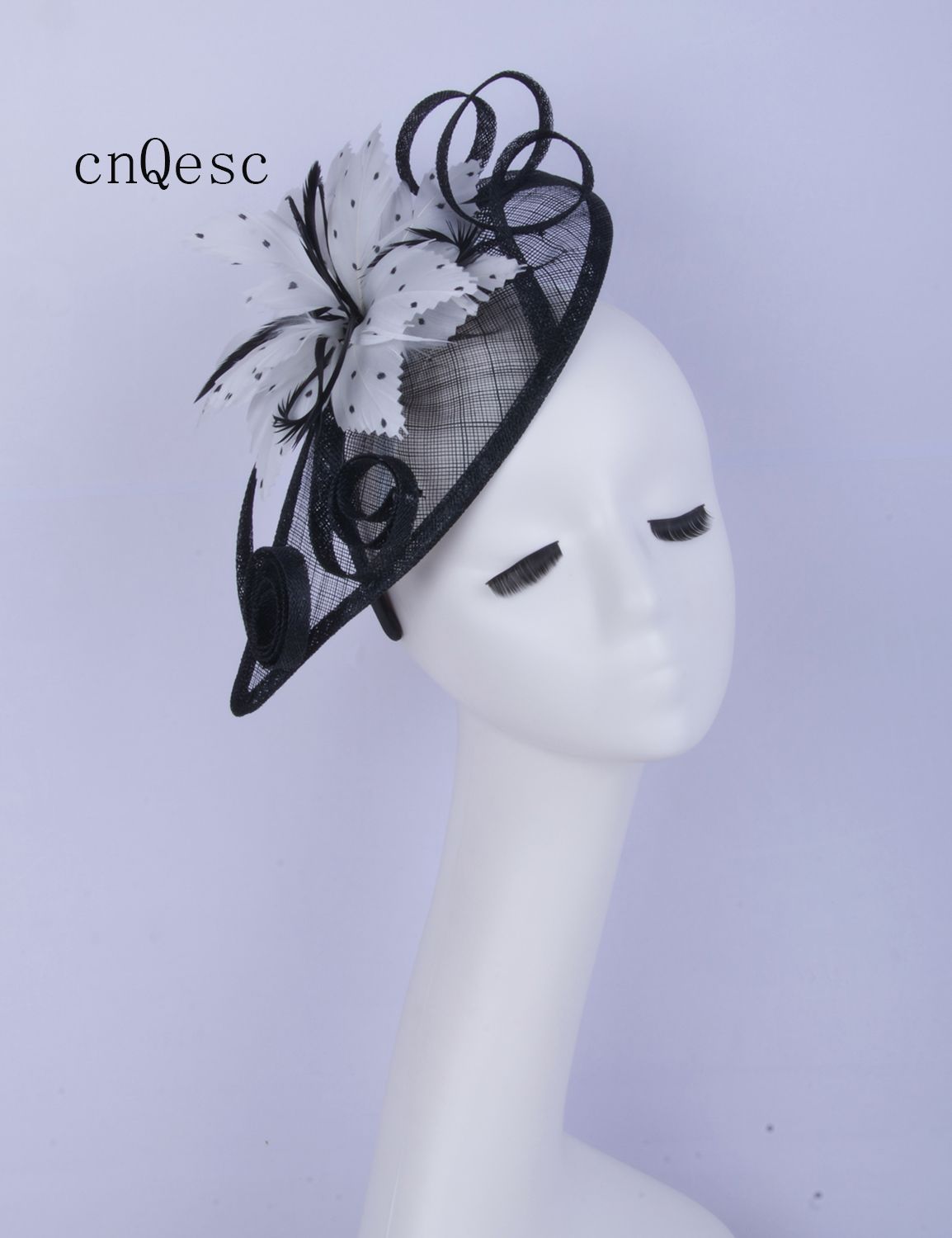 2019 Black White Sinamay Fascinator Hat Hair Accessory For Wedding
