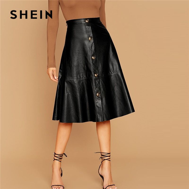 Acquistare Solido In Pelle Monopetto Shein Nero Elegante Gonna Longuette  Donne 2019 Autunno Vita Alta Signore Dellufficio Una Linea Gonne A Ruota  Economico | Consegna Veloce E Qualità | It.Dhgate