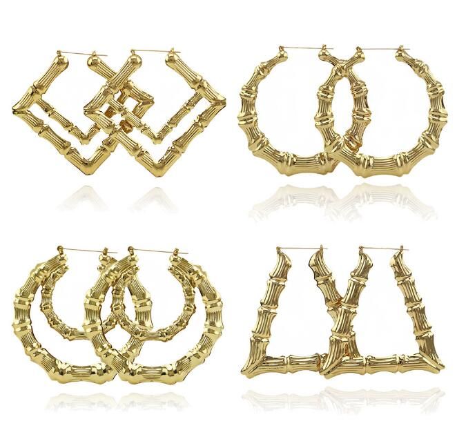large gold bamboo hoop earrings