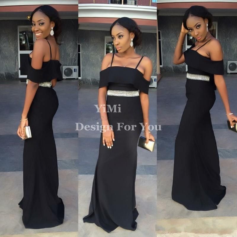 black dress with african beads