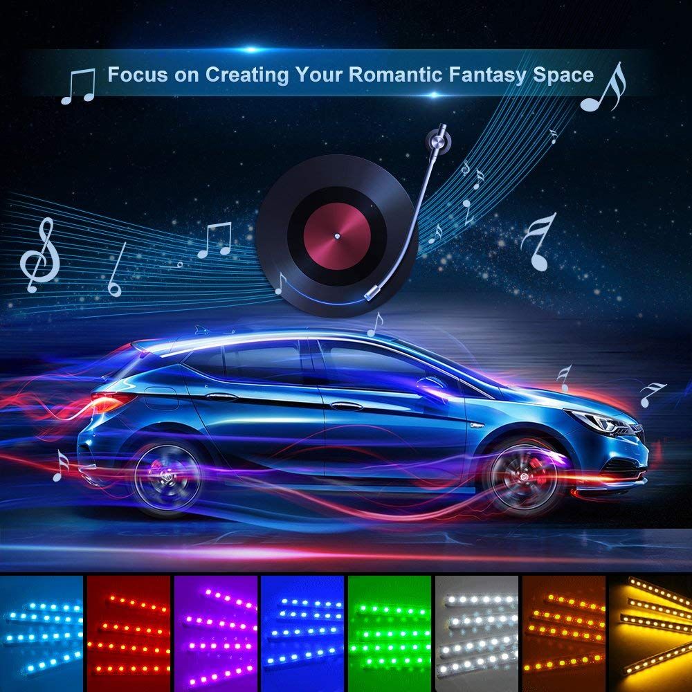 Car Interior Light 72 Led Multicolor Music Led Strip Lights Car