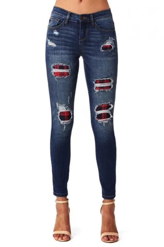 black and red ripped jeans
