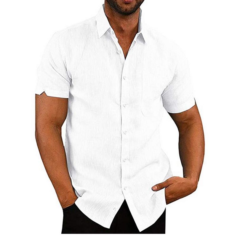 xtsrkbg Mens Short Sleeve Breathable Slim Stylish Solid Color Button Down Shirts 
