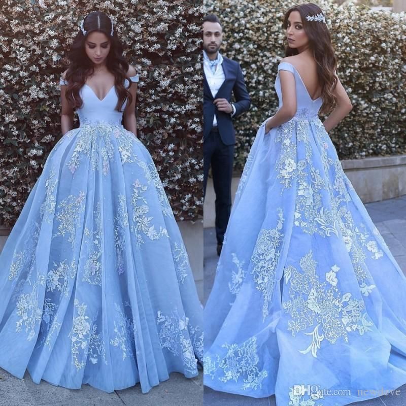 sky blue colour ball gown