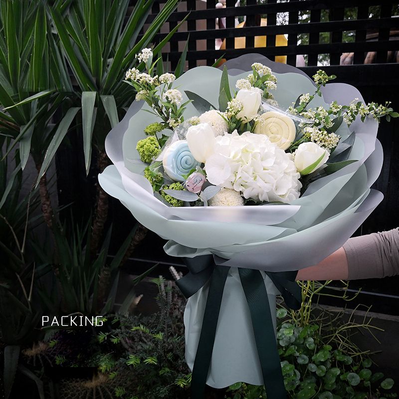 double flower petals flower diy paper translucent gift bouquet wrapping paper kraft brown paper food packaging materials from sherry__liang 13 17 flower bouquet brown paper