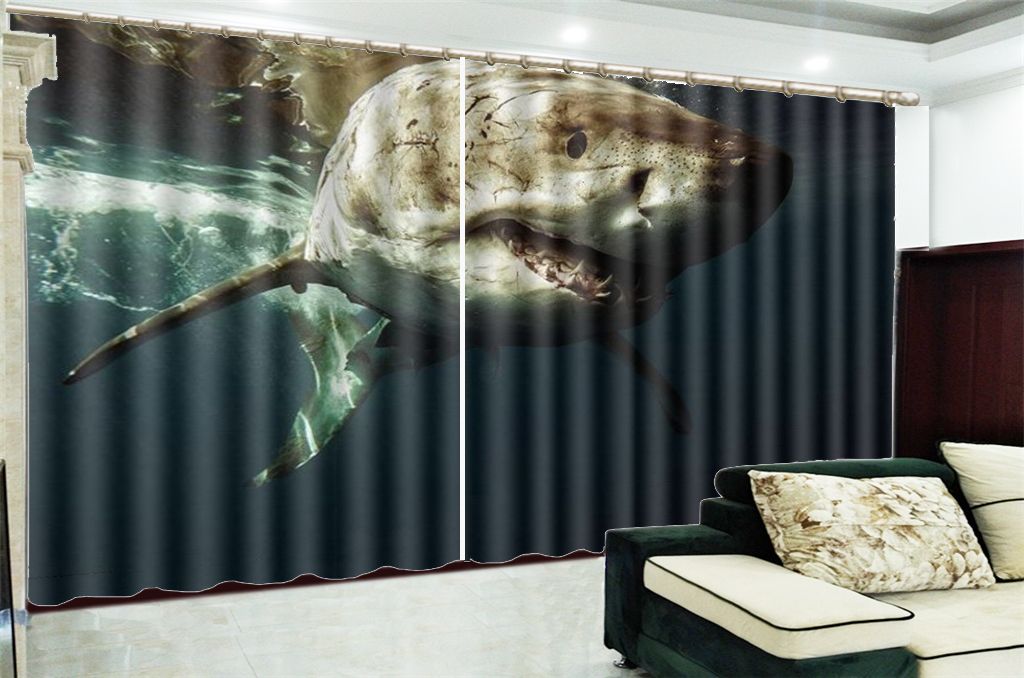 2019 Printing Blackout 3d Window Curtain Fierce Sea Shark Custom Living Room Bedroom Beautifully Decorated Curtains From Yunlin189 116 99