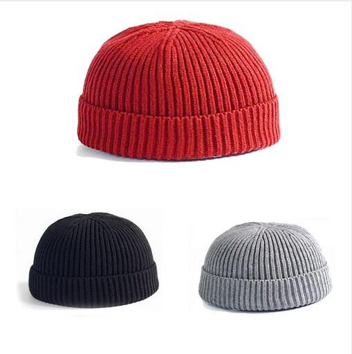 Winter Warm Knitted Skullcap Casual Short Thread Hip Hop Hat Adult Men