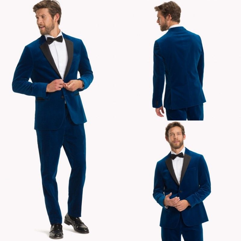 Acquista Abiti Eleganti Di Design Blu Royal Abbigliamento In Velluto Uomo Set Di Due Pezzi Blazer Pant Smoking Da Sposo Con Due Bottoni A 85 04 Dal Foreverbridal Dhgate Com