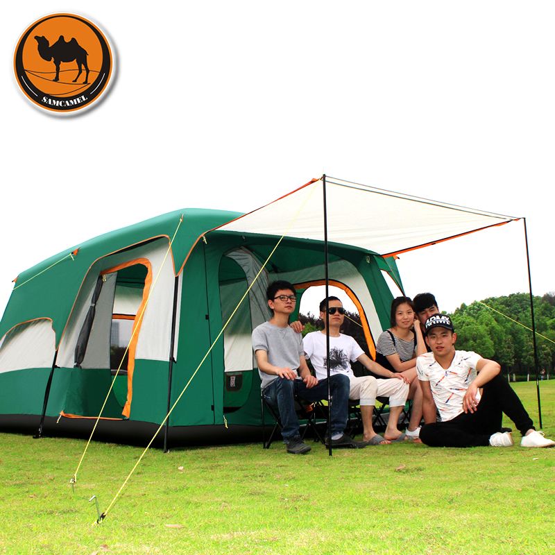 8-12 persona Un Entrada dos camping doble capa tienda impermeable gran Carpas