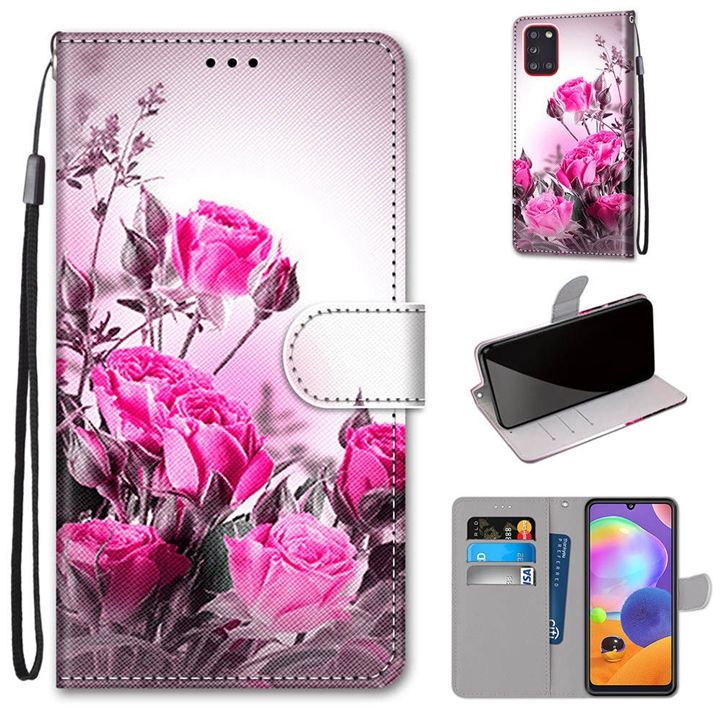 3D Rosa Flores Cartera de Cuero Funda Con Correa Para Iphone Samsung Note 9 LG