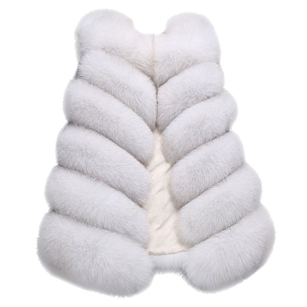 Faux Fur Coat Womens Ladies Sleeveless Color Waistcoat Solid Loose Vest ...