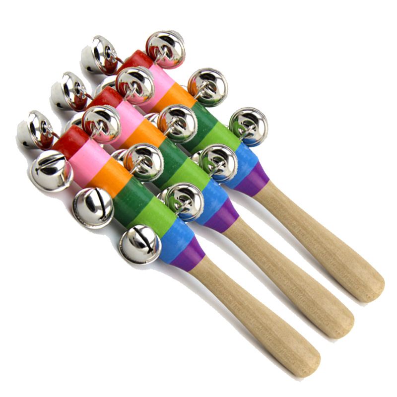 wooden rattle with bells