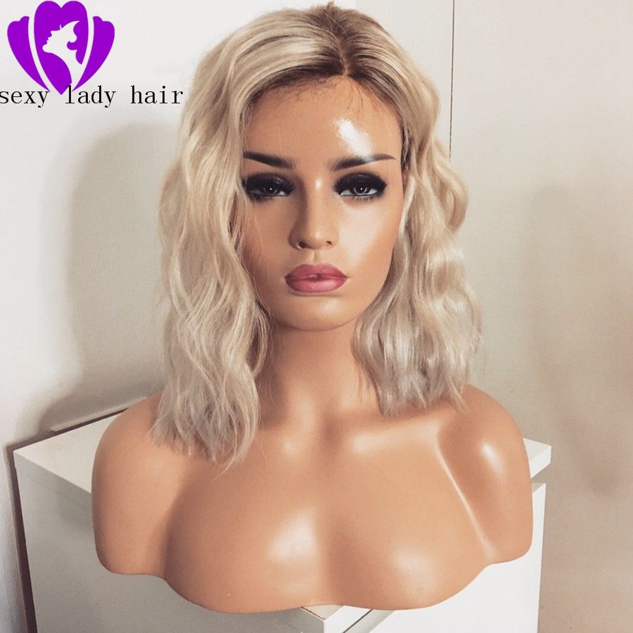 Short Heat Resistant Hair Daily Makeup Glueless Ombre Synthetic Lace Front  Wigs