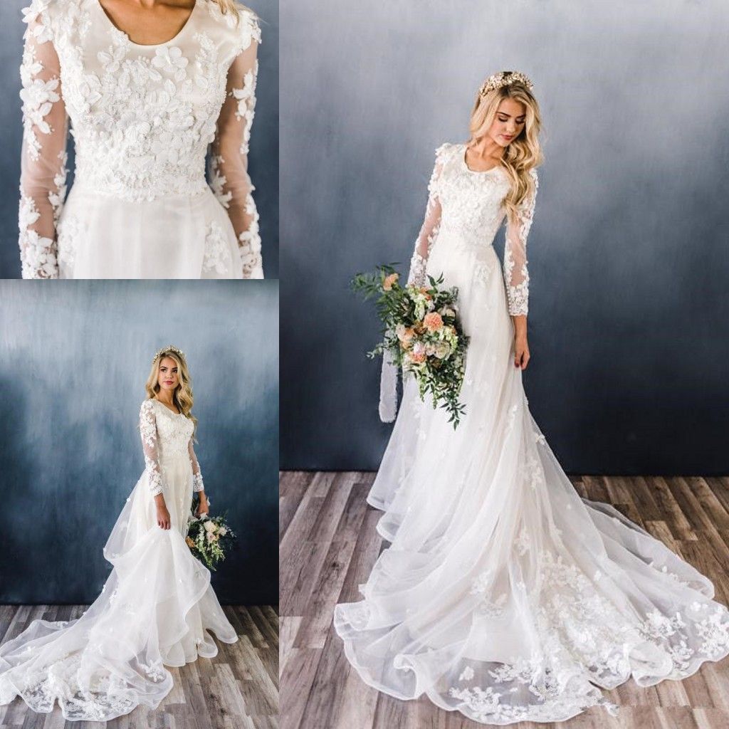 modest lace wedding dresses with sleeves