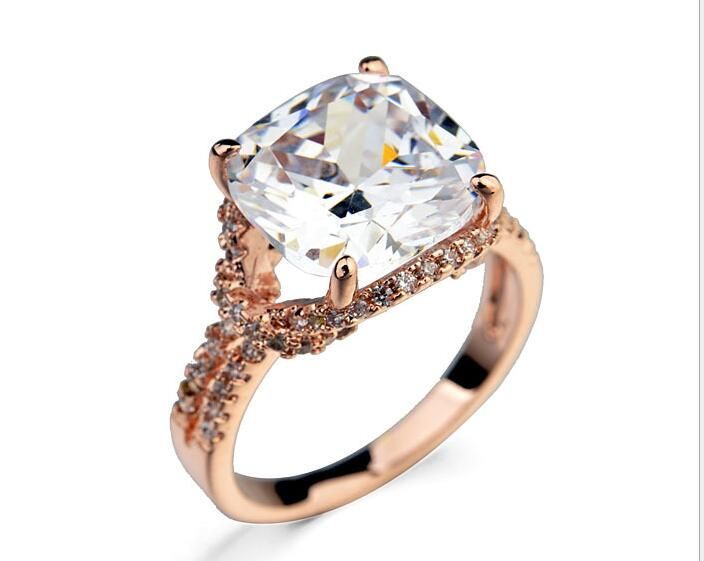 Exclusive 18k Rose Gold Plated Cushion Cut 6ct Swiss Cz Diamond