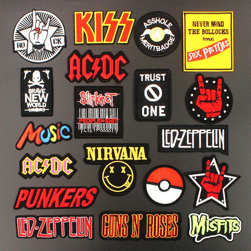 Moda Punk Rock Music ACDC Parches bordados de hierro para la ropa ropa Pegatinas