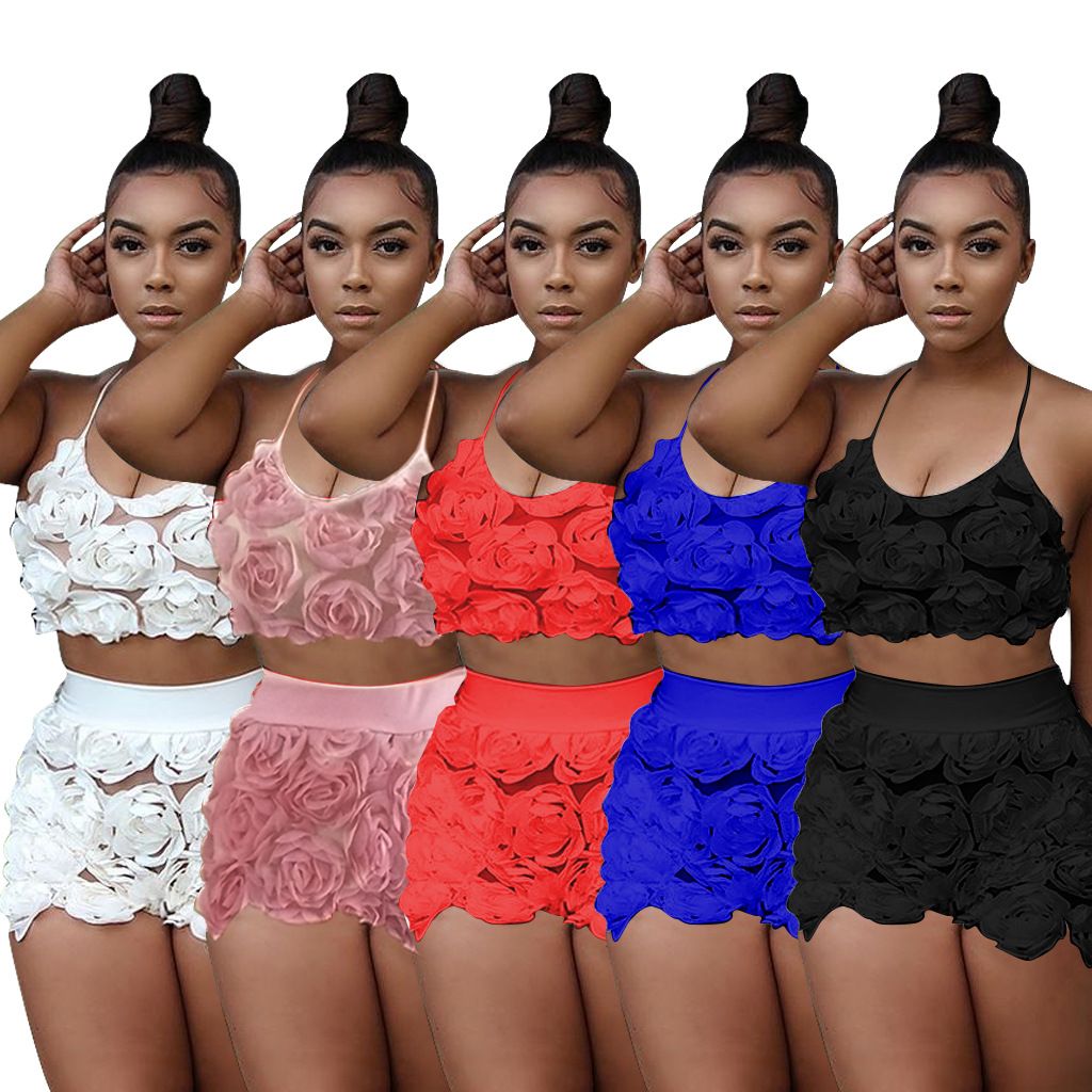 red 2 piece short set