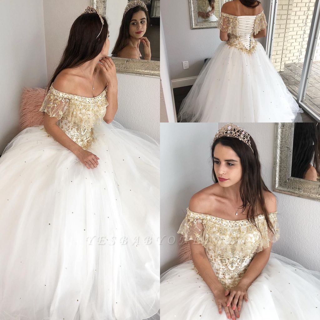 gold beaded wedding dress