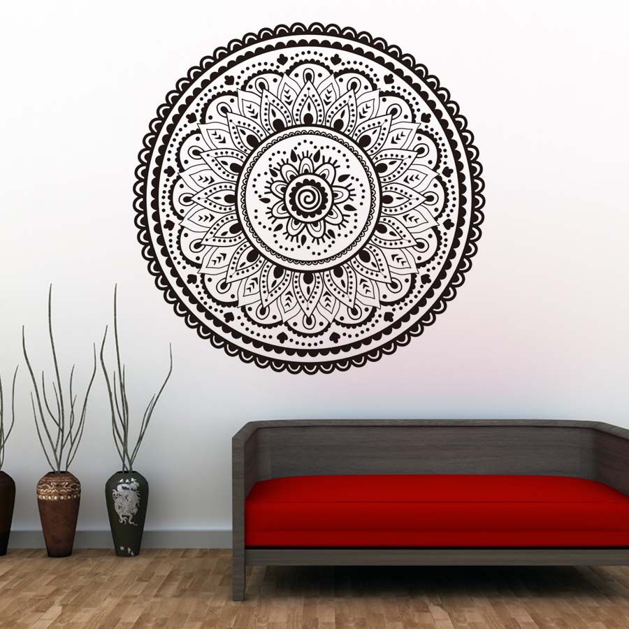Blanc Internet Mandala Fleur Chambre Mur Autocollant Art Stickers Mural Stickers Muraux Bricolage