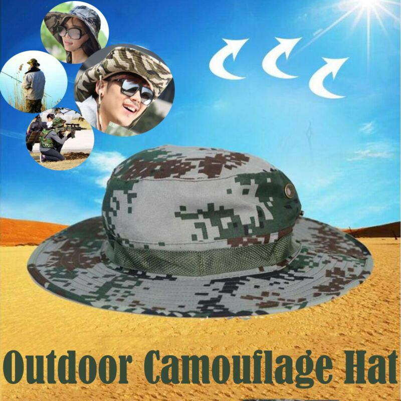 Bucket Hat Boonie Hunting Fishing Outdoor Cap Military Unisex Sun Camo Fashion
