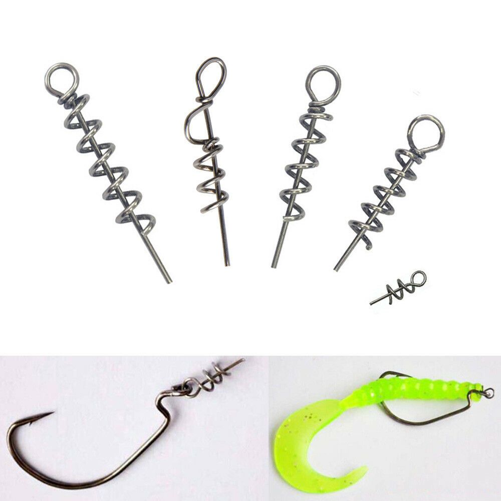 100pcs Soft Bait Lure Spring Fixed Lock Pin Screw Hook Connect Fixed Latch Fish 