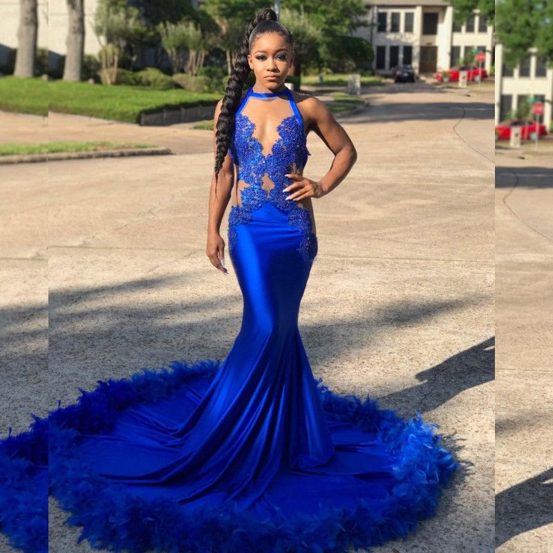 electric blue prom dress