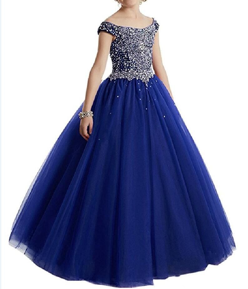 Compra Borgoña Vestidos Del Desfile De Chicas Para Las Niñas Vestidos De  Azul Turquesa Del Niño De La Bola Del Vestido De Los Niños Glitz Niña De  Las Flores Vestido De Bodas