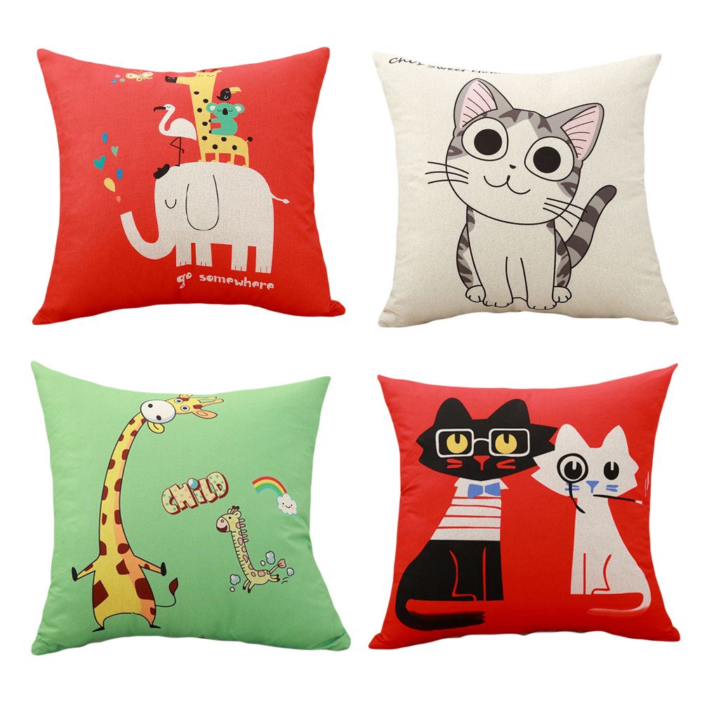 Ywzn Cute Cartoon Cat Creative Giraffe Throw Pillow Case Elephant
