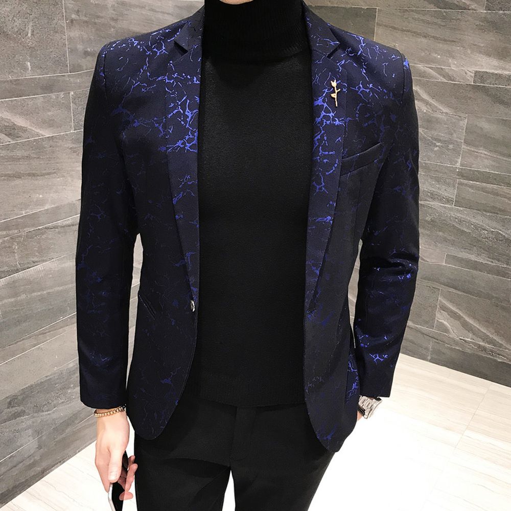 printed blue blazer