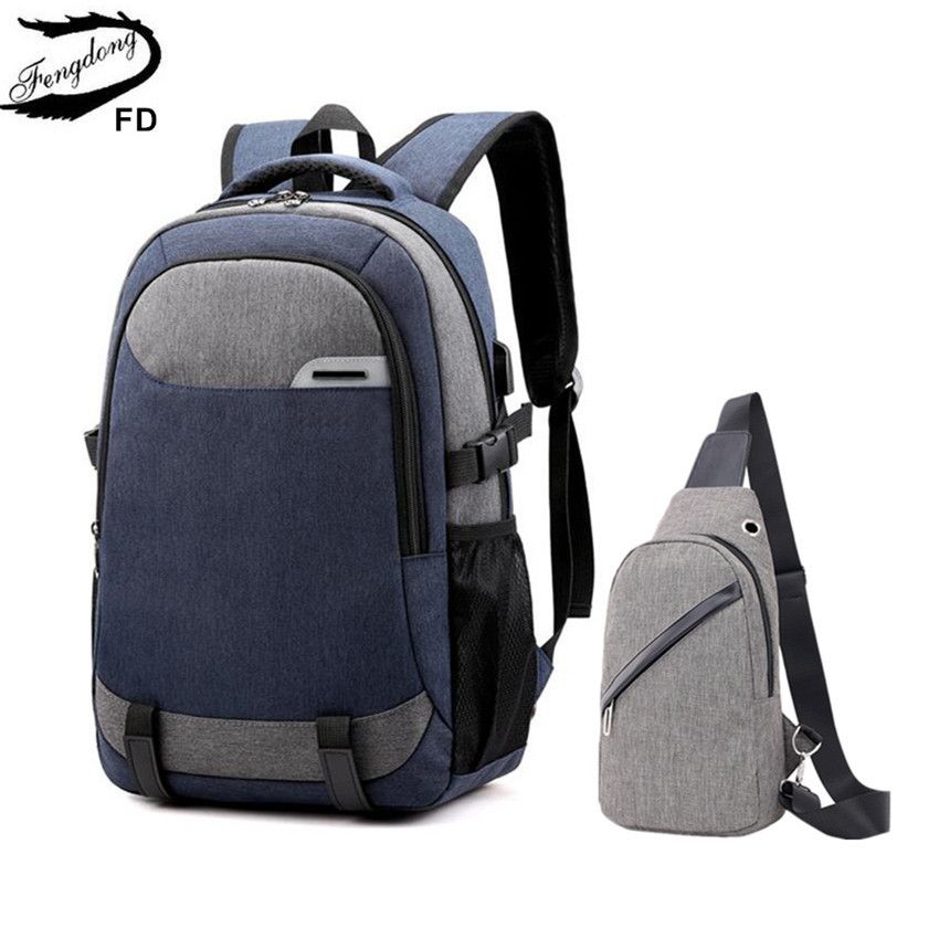 Compra Bolsas Grandes Escolares Fengdong Para Los Adolescentes Varones  Bolsa Grande Mochila Escolar USB Niño Cargo De La Honda Del Pecho A Prueba  De Agua Establecen T191225 Banda Reflectante Barato | Entrega