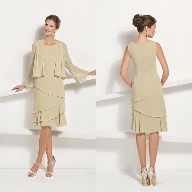 Grosshandel Tiered Chiffon Knielangen Mutter Der Braut Kleider Mit Jacke Plus Size Mutter Kleider Fur Hochzeit Gunstige Mutter Abendkleid Von Loveyear 64 33 Auf De Dhgate Com Dhgate