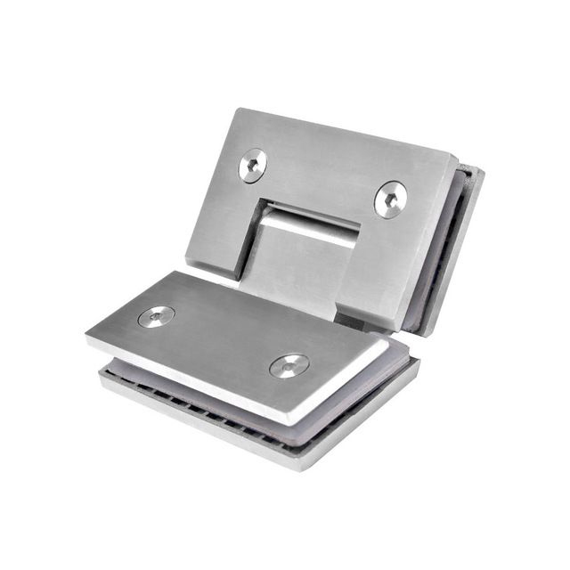 Abrazadera para puerta de ducha de acero inoxidable con bisagra de cristal y clip de acero inoxidable 304 color plateado