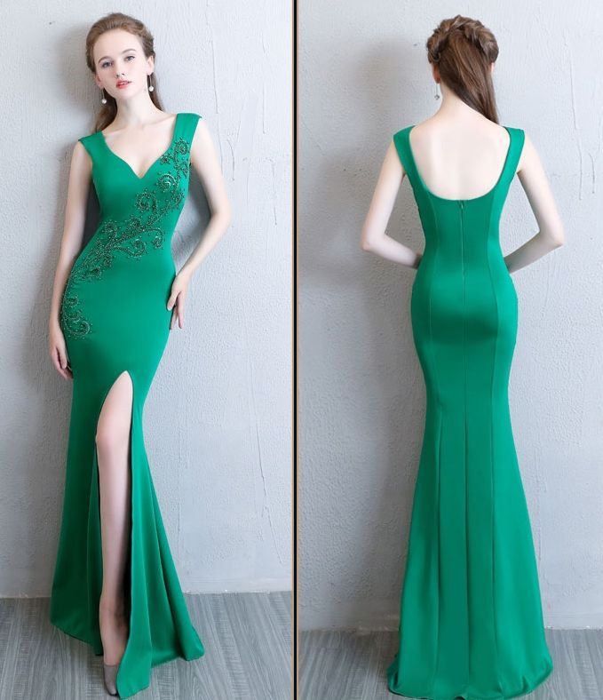 Nueva manera atractiva la espina de blanca formal vestidos de noche otoño