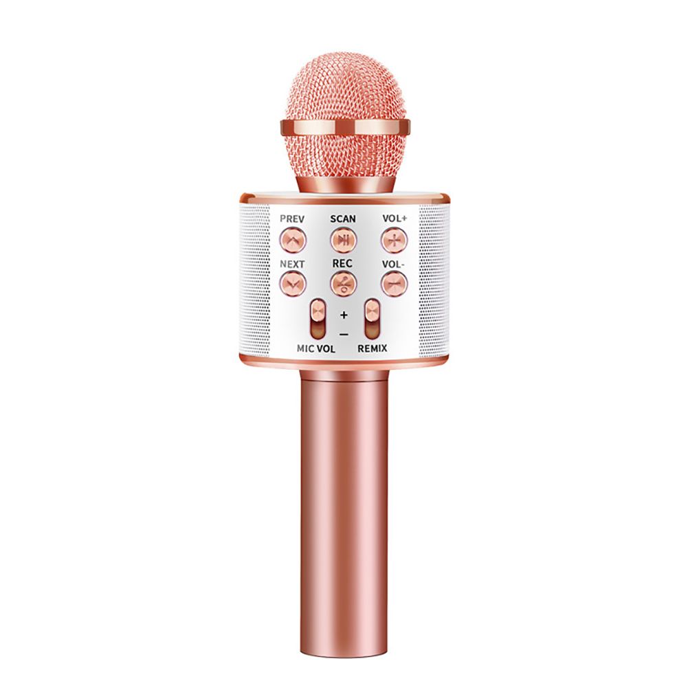 Rose Gold Jekavis J-M10 Professional Wireless Microphone Speaker Handheld Bluetooth Microphone with LED Karaoke Mic Music Player Singing Recorder Christmas Home Party Gifts for all Smart Device 