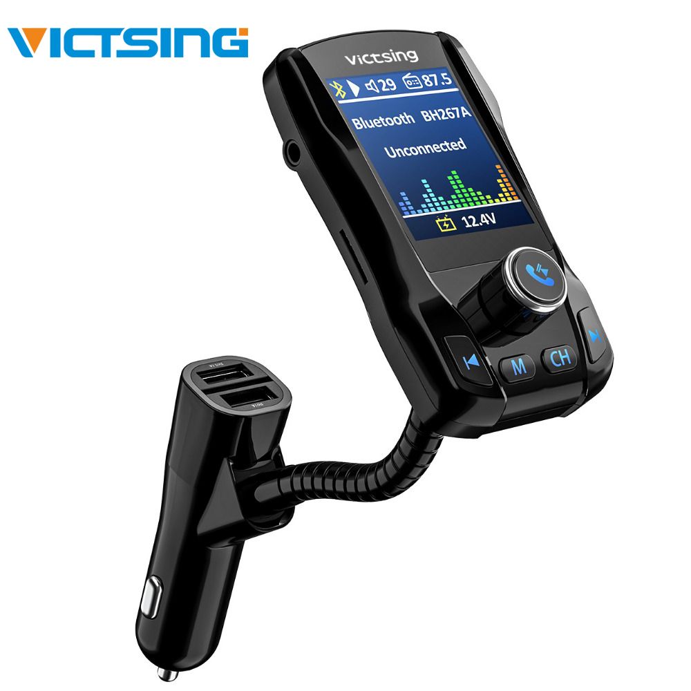 VicTsing Car Bluetooth FM Transmitter 1.8/" Color Screen MP3 Player AUX USA Sale