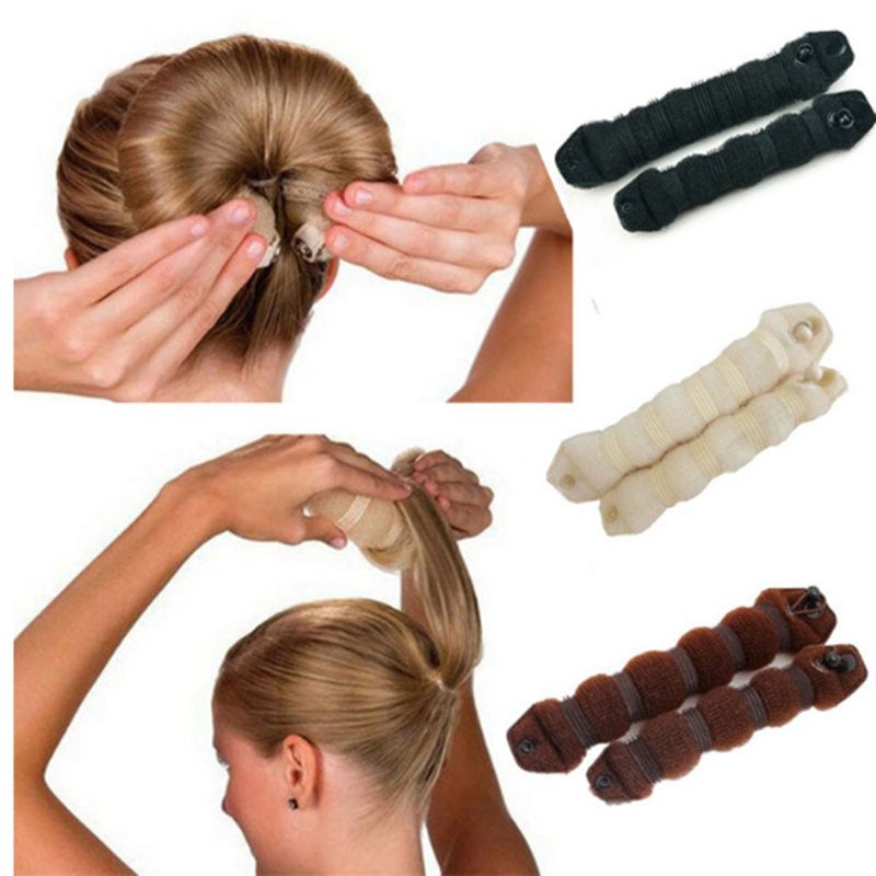 2pcs new Women Hair Styling Former Magic Sponge Bun Maker Donut Ring Shaper  Foam Braider Tool For Girl's DIY Hair Style