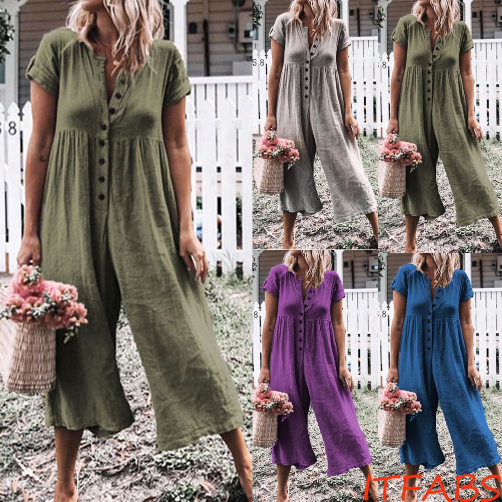 fashion solid color loose jumpsuits