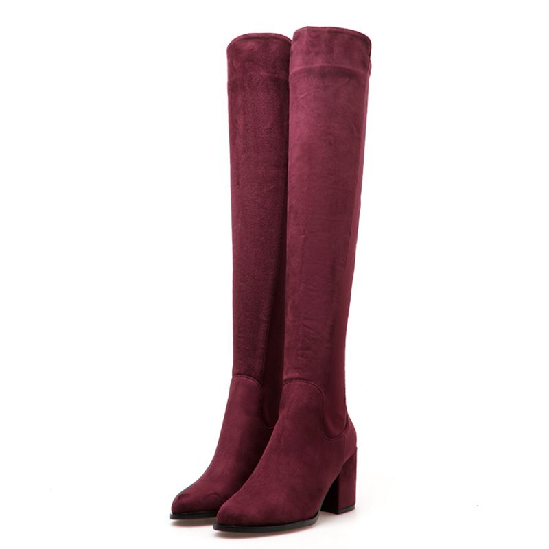 high heel burgundy boots