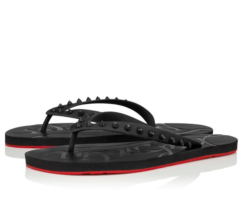 red designer flip flops