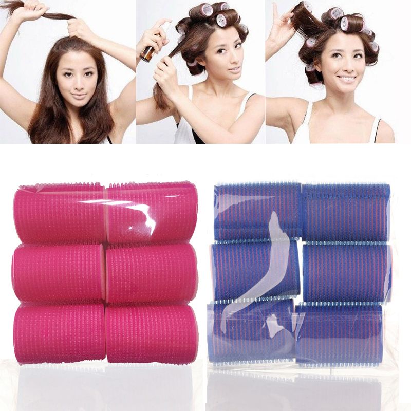 40mm 6Pcs Hair Roller Bangs Curlers Big Self Adhesive Soft Foam Sponge DIY  Salon Curl Hairdressing Tools For Styling Curtain Layers