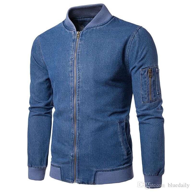 Denim zipper jacket mens Clearance