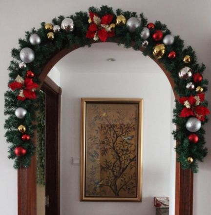 2 7m X 25cm Christmas Leaf Rattan Garland Luxury Bowknot Flower