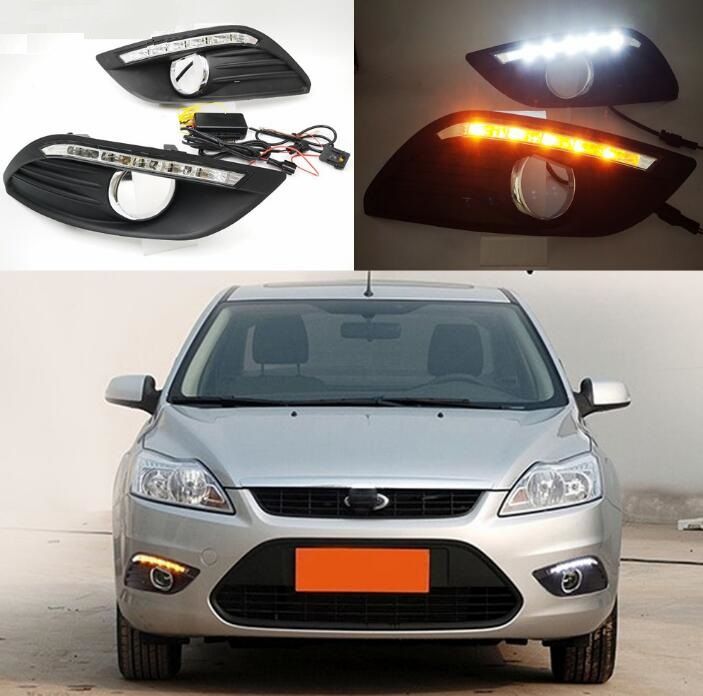 Drl For Ford Focus Sedan Daytime Running Lights Led Fog Head Lamp Cover With Yellow Turn Signal Car Styling Side Running Lights Super Bright Driving Lights From Virun1 71 36 Dhgate Com