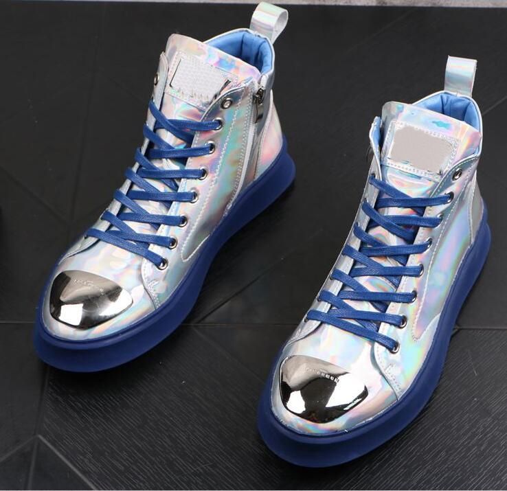 2020 New Mens Casual Breathable Patent Leather Shoes Hip