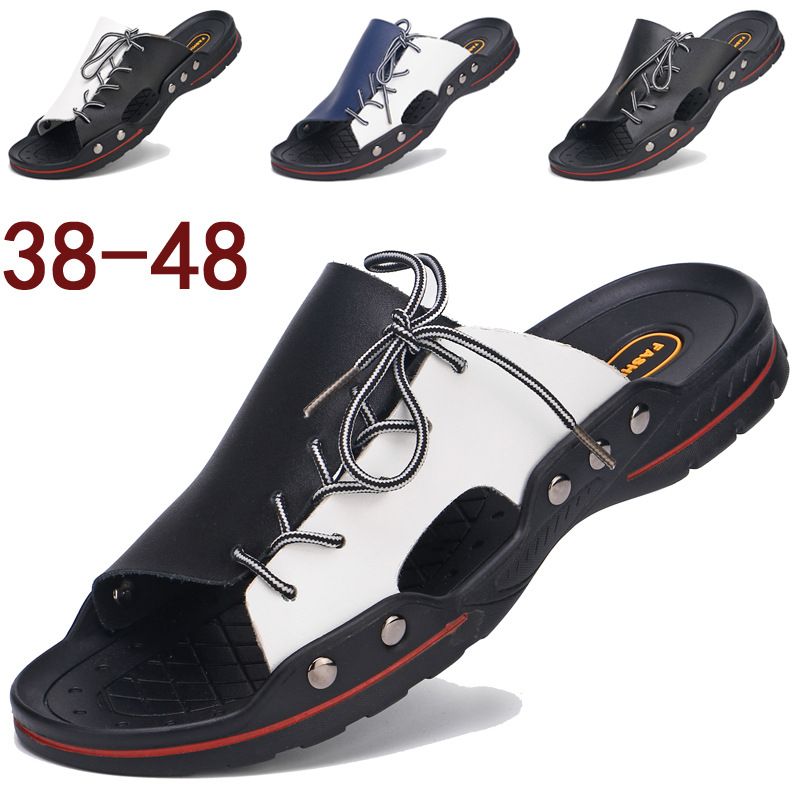 Designer Men Beach Slides Fashion Slippers Lace Up Mens Sandals Pool ...