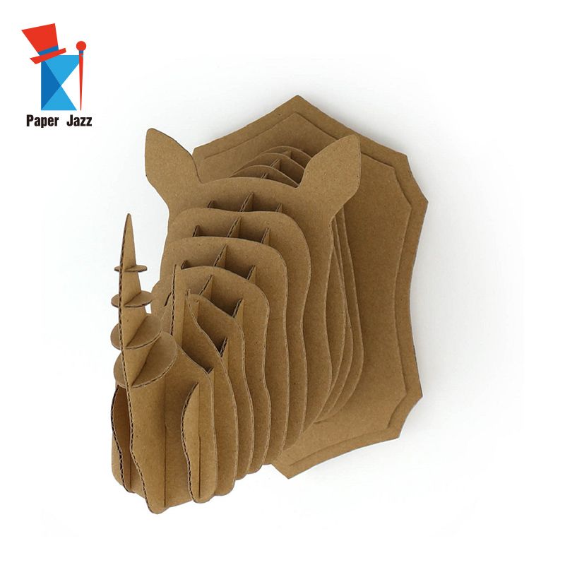 Diy 3d cardboard Animal Puzzle Game Assembly Toy Gift decoration puzzle  Wall Hanging puzzle Rhino Head Decoration