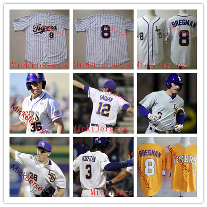 Mens Custom LSU Tigers Baseball Jersey 