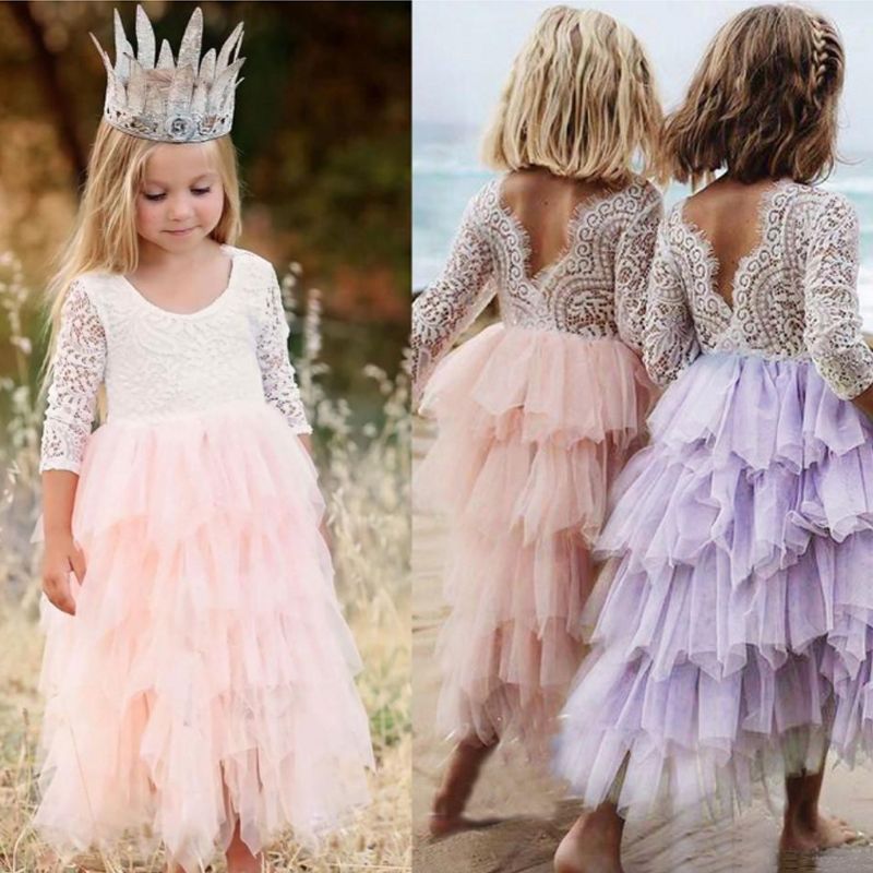 Acheter Pas Cher 19 Ete Belle Bebe Fille Fleur Robe Princesse Pageant Dentelle Tulle Petites Filles Robes Occasion Speciale Du 74 21 Fr Dhgate