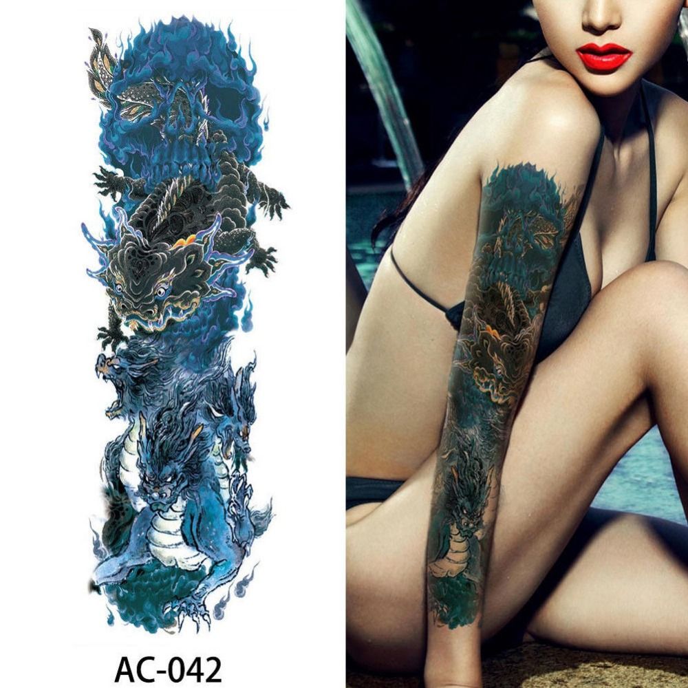 Acheter 16 Dessins Bras Complet Manches De Tatouage Temporaire Tatouages Imperméables Pour Cool Hommes Femmes Tatouages Autocollants Sur Le Corps