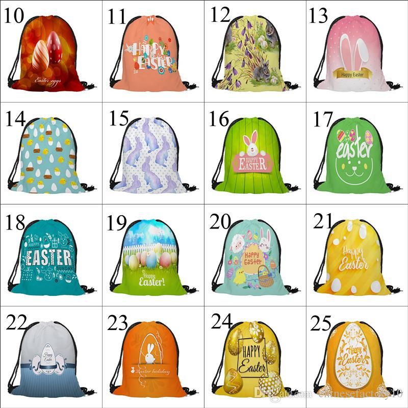 41 Styles Easter Backpack Rabbit Eggs Drawstring Bag Cartoon Bunny